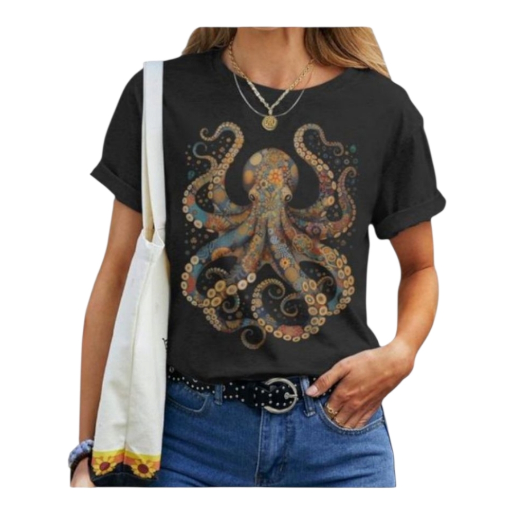 Floral Octopus Graphic T-Shirt - Picture 3 of 4